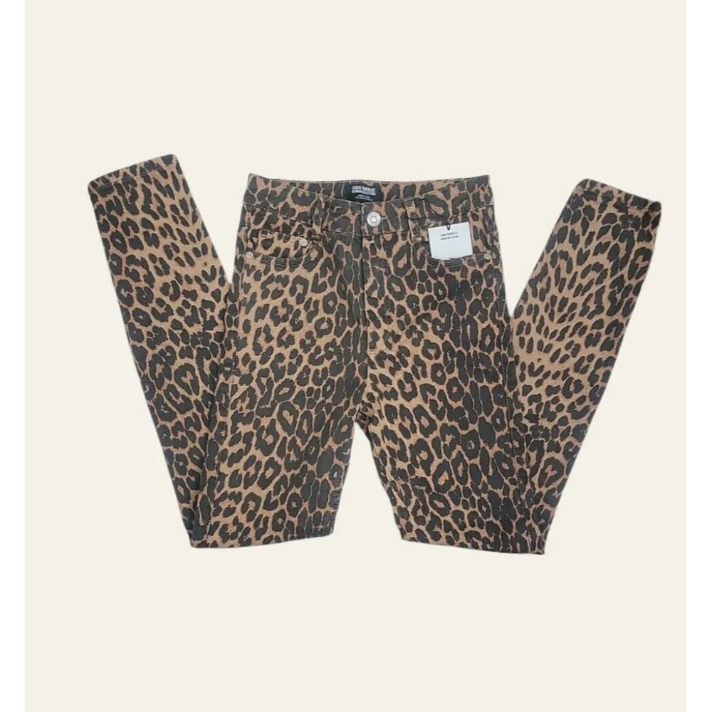 🌞NWT ZARA Leopard Print Hi-Rise Skinny Jeans Animal print-0327 / 221 / 051 - Picture 9 of 12